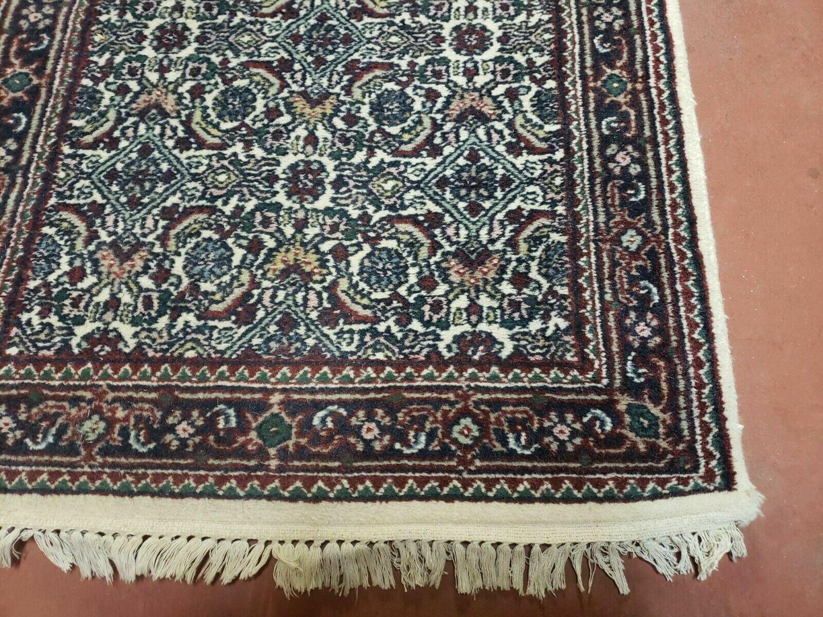 2' 9" X 20' Vintage Oriental India Floral Hand Made Wool Runner Rug Ivory Nice - Jewel Rugs