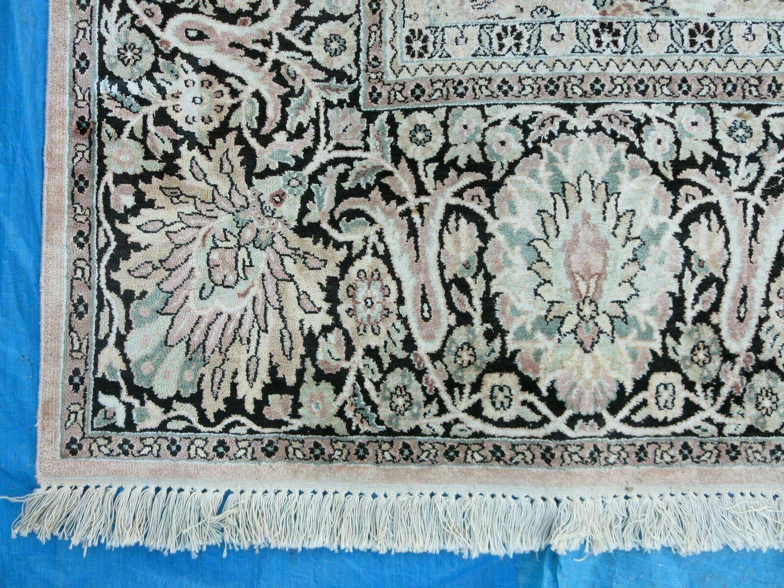 10x14 Large Silk Oriental Rug, Vintage Hand-Knotted Indian Kashmiri Silk Rug, Neutral Colors, High Quality, Great Condition, All Silk Carpet - Jewel Rugs