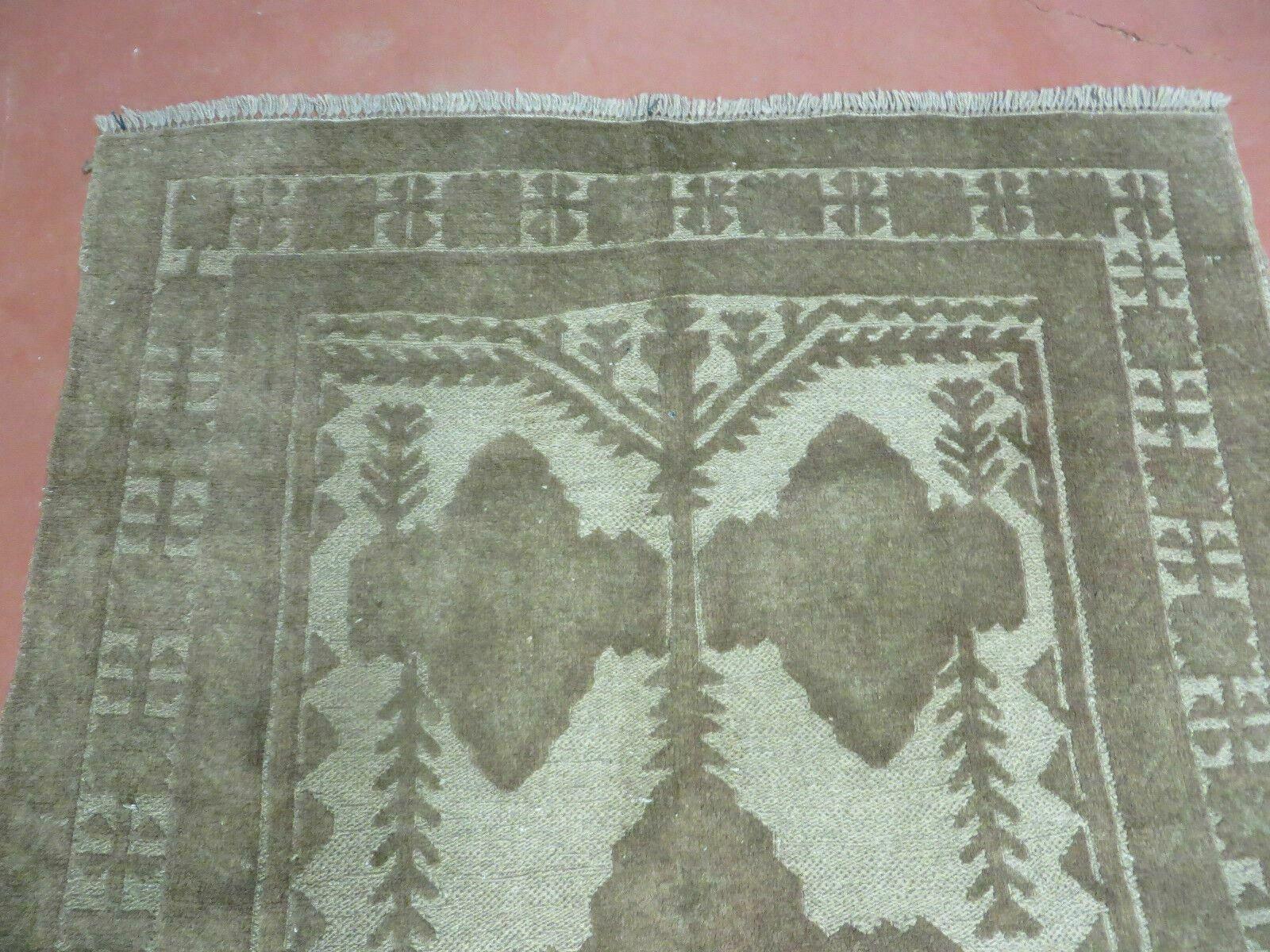 3.5' X 5' Vintage Afghan Handmade Wool Pile & Flat Weave Combination Veg Dyes - Jewel Rugs