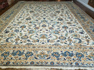 11' X 14' Antique Handmade Indian Wool Rug Ivory Beige Blue Tan Organic - Jewel Rugs