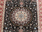 Marvelous Persian Tabriz Rug 7x10 ft, Super Fine 50 Raj, 300+ KPSI, Black and Rust Red, Floral Medallion Handmade Wool Oriental Carpet, Top Quality - Jewel Rugs