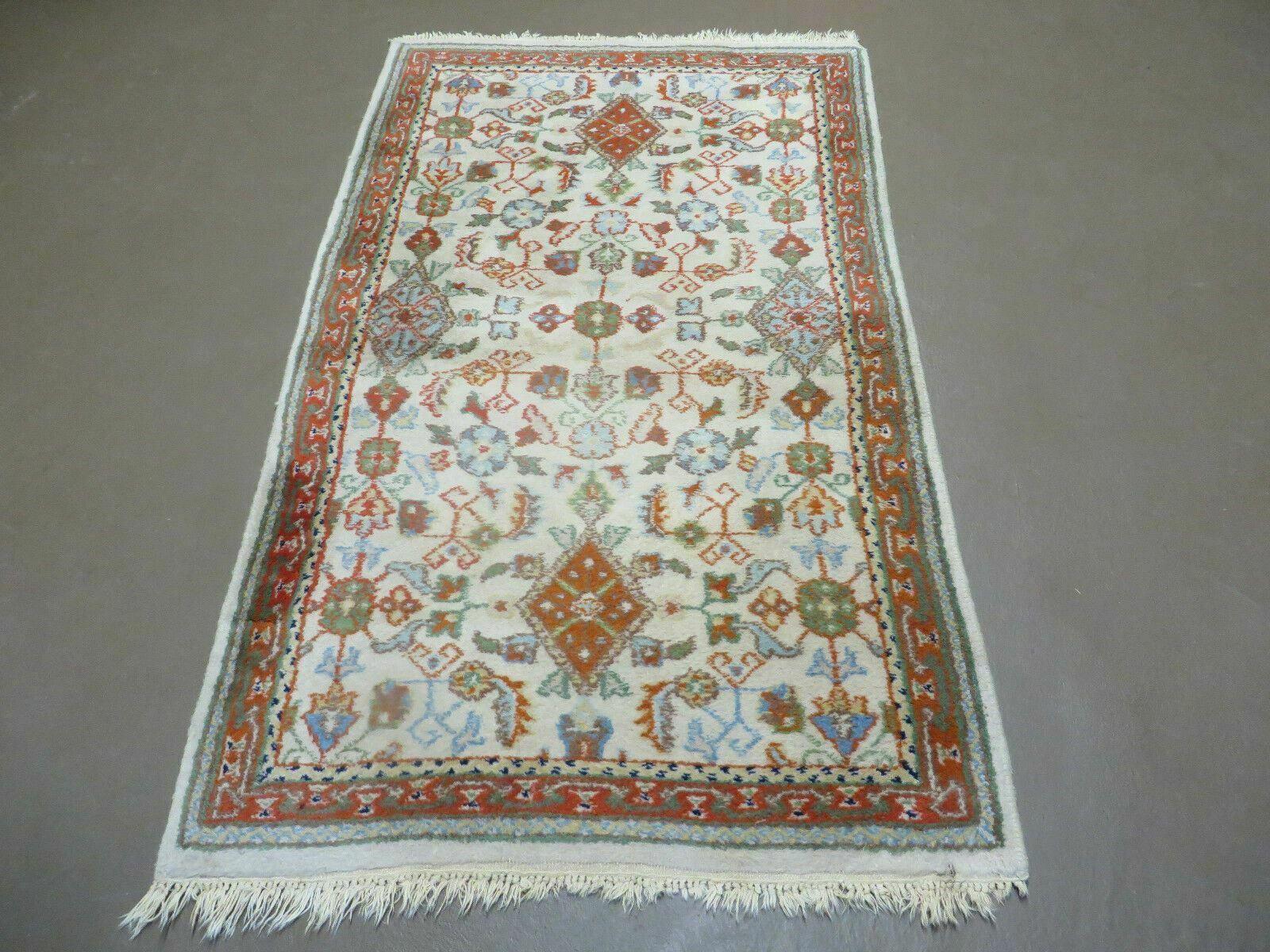 3' X 5' Vintage Handmade Romanian Floral Wool Rug Carpet Beige/ Ivory Nice - Jewel Rugs