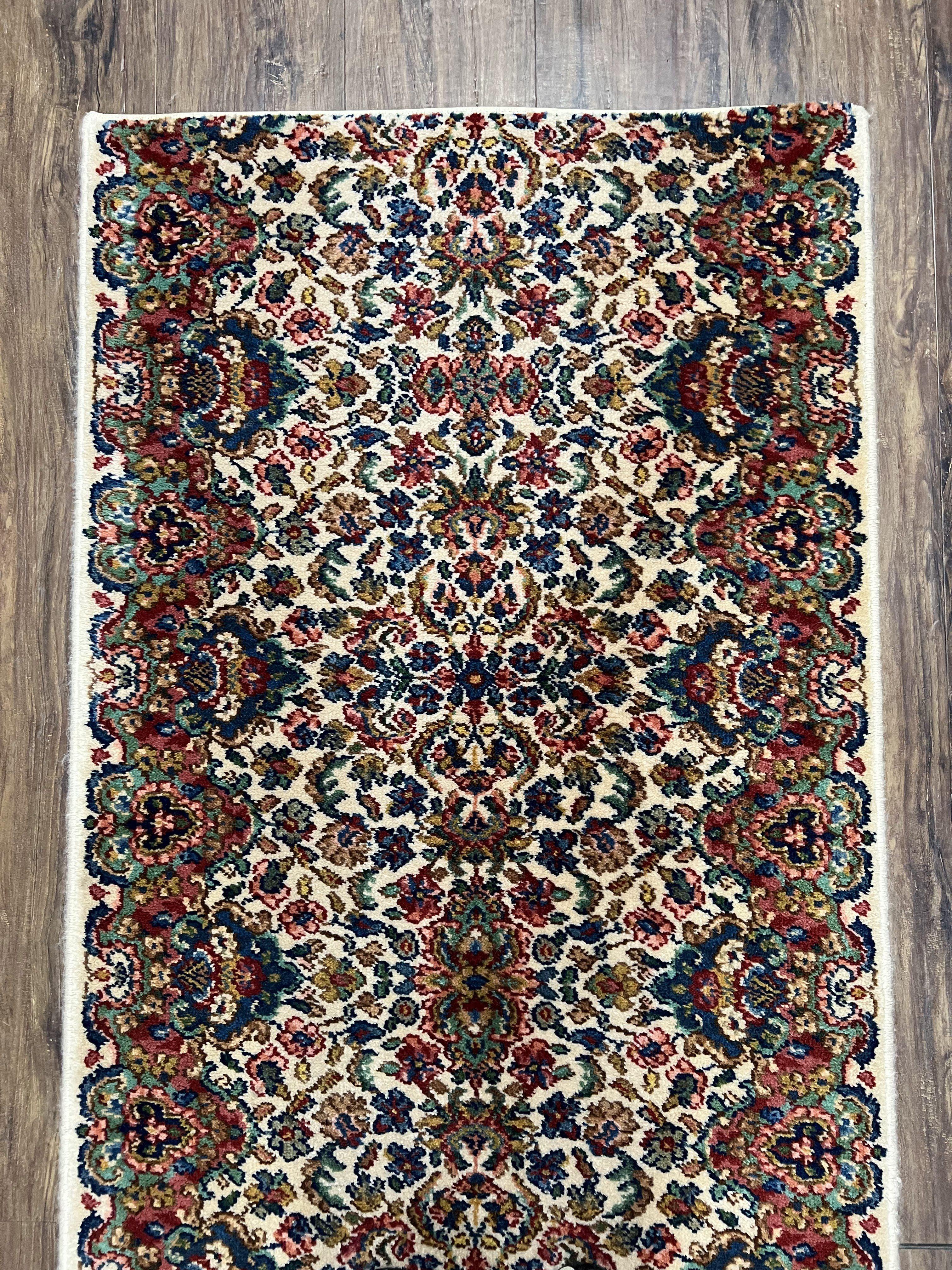 Karastan Floral Kirman Rug #742, Karastan Runner Small 2.7 x 5.5, Karastan Wool Rug, Vintage Karastan Small Karastan Mat Original 700 Series - Jewel Rugs