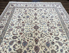 Indo Persian Rug 8x10, Wool Hand Knotted Carpet, Vintage Indian Oriental Carpet 8 x 10, Ivory Light Blue, Allover Floral, Traditional Rug - Jewel Rugs