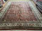 9' X 12' Vintage Fine Handmade Indian Agra Wool Rug Red Wow - Jewel Rugs