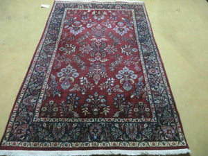 4' X 6' Vintage Handmade Fine India Jaipur Floral Oriental Wool Rug Red Nice - Jewel Rugs