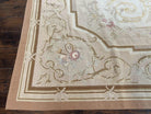 French Aubusson Design Rug 9x12, Savonnerie Flatweave Carpet, Beige, Very Elegant, Hand Woven, Wool, Large Room Sized Living Room Aubusson - Jewel Rugs