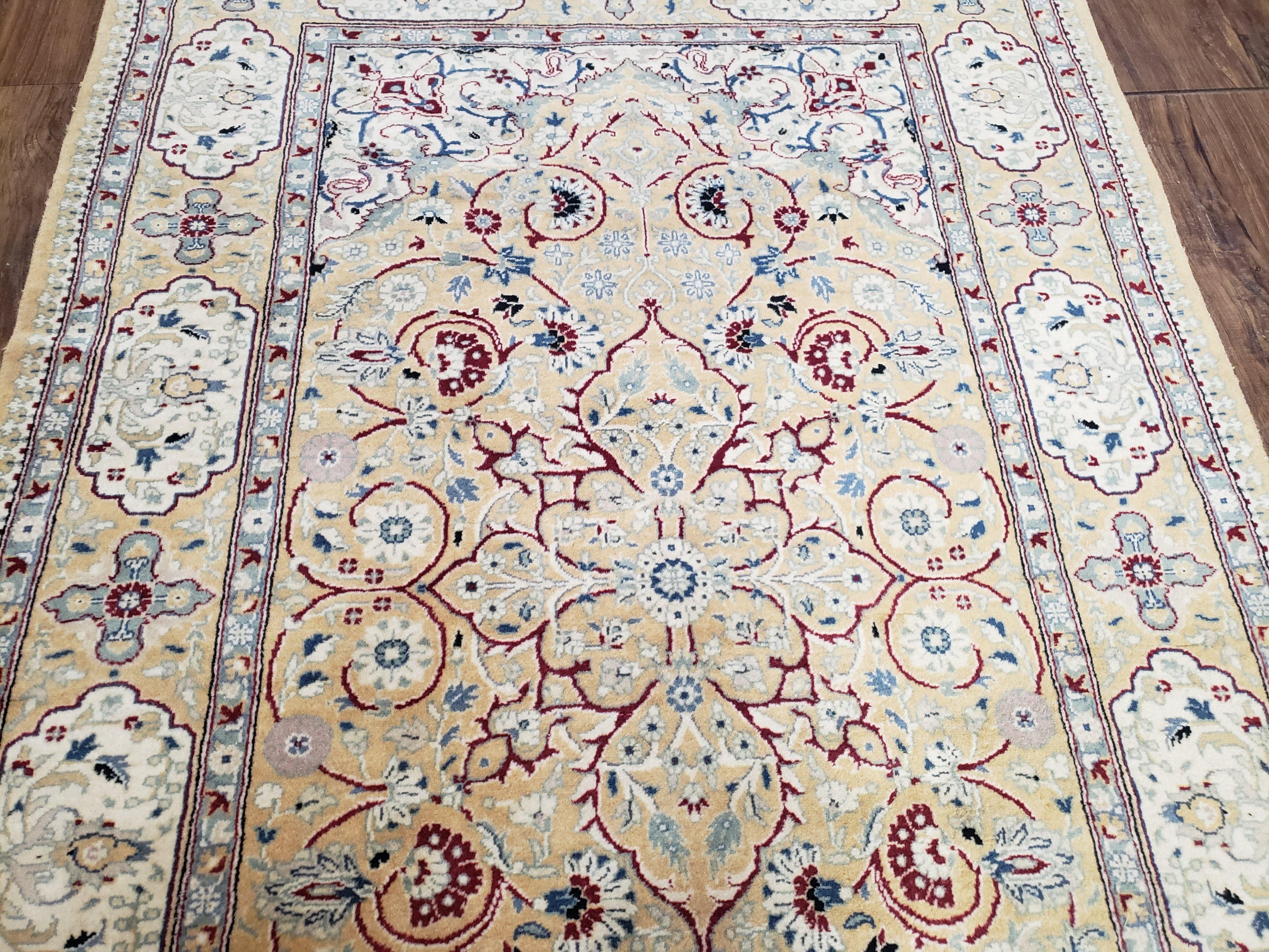 Pak Persian Rug 3x5 ft, Cream Ivory Blues, Light Colors, Hand Knotted Fine Oriental Carpet, Wool Area Rug, Floral, Traditional Rug 3 x 5 - Jewel Rugs