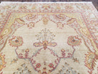 6x9 Top Quality Turkish Oushak Wool Rug Decorative Organic Dye Floral Beige Gold - Jewel Rugs