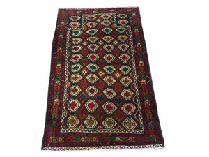 3x5 Vintage Handmade Wool Rug Tribal Turkoman Balouch Prayer Rug Organic Dyes - Jewel Rugs