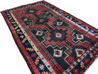 4 X 7 Antique Handmade Wool Tribal Rug Geometric Bold Organic Dyes Black Red - Jewel Rugs