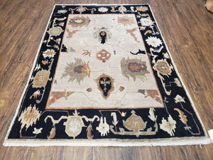 Tufenkian Rug 4x6, Tibetan Hand Knotted Carpet, Nepali Rug, Contemporary Rug, Handmade Nepalese Rug, Large Flowers, Wool, 4 x 6, Soft Pile - Jewel Rugs