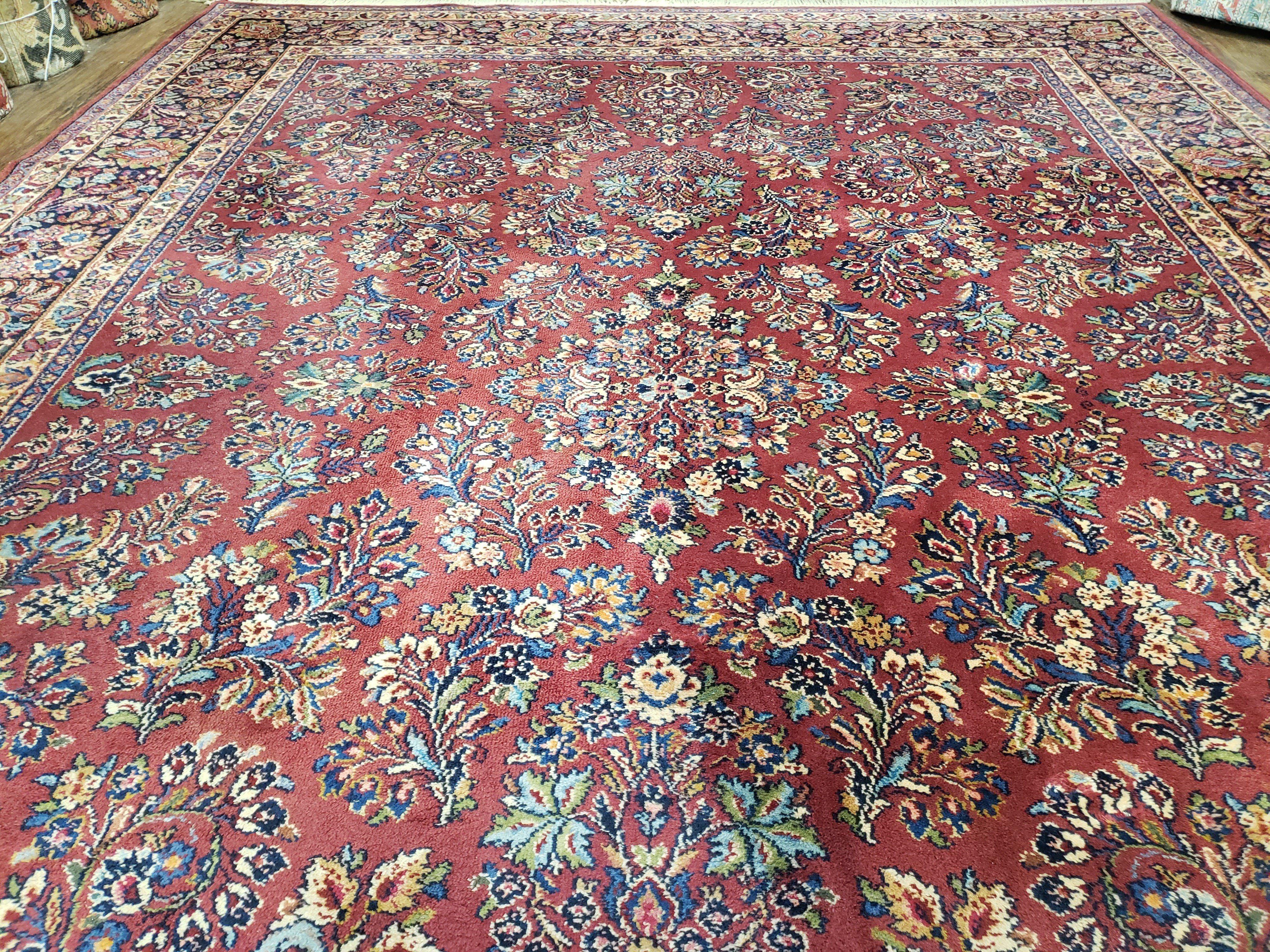 Vintage Karastan Rug Sarouk #785, Karastan 8.8 x 12 ft, Discontinued Karastan Rugs, Original 700 Series, Red Karastan Wool Carpet, Area Rug - Jewel Rugs