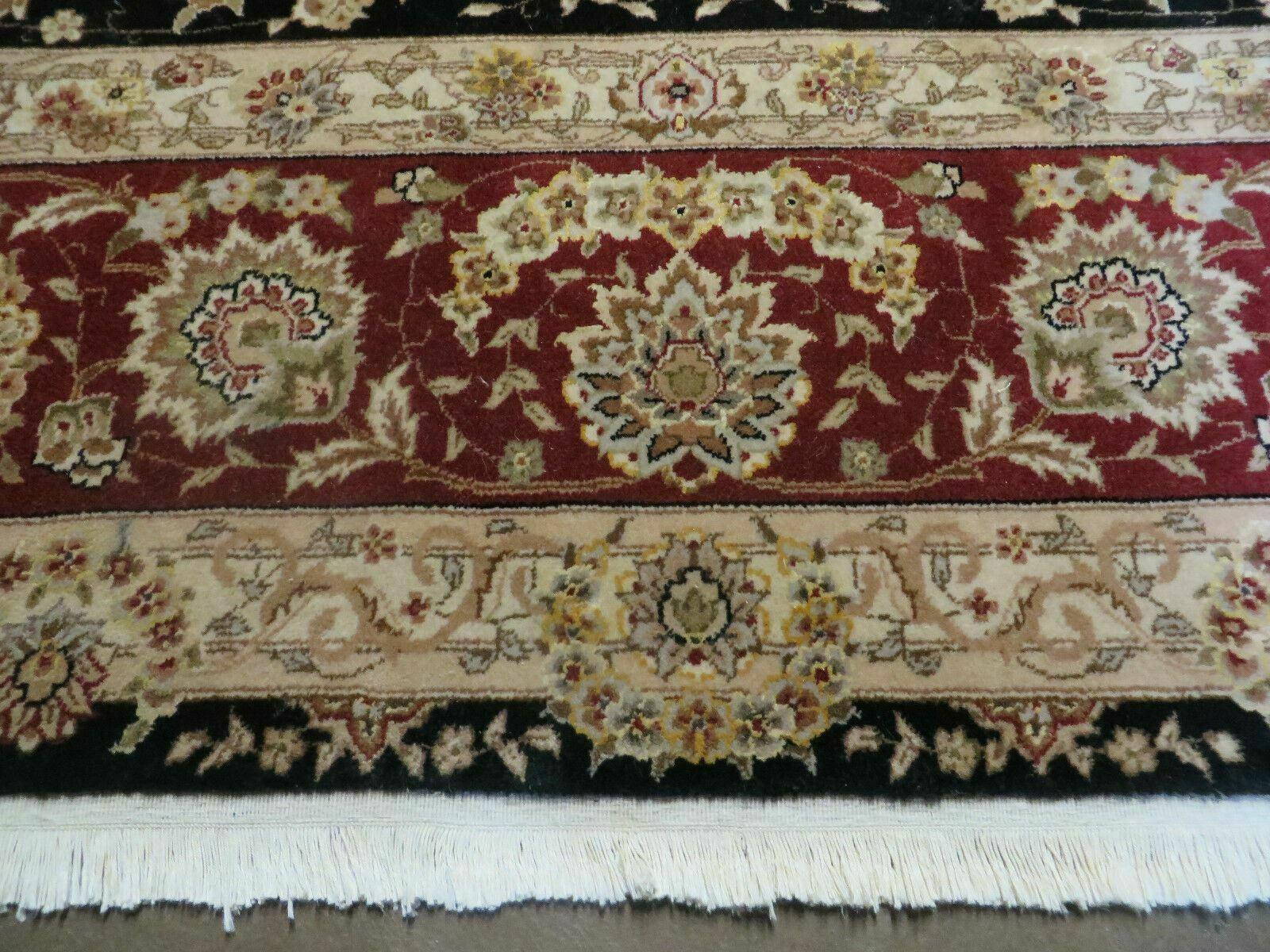 9' X 12' Vintage Handmade Fine Chinese Oriental Floral Wool Rug Silk Black - Jewel Rugs