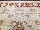 9' X 11' Handmade Beige and Red Floral Mahal Wool Rug - Jewel Rugs