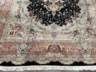 Large Sino Persian Rug 10x14, Wool Silk Accents, Central Medallion, High Quality Oriental Carpet, Handmade Vintage Rug 10 x 14, Fine, Black - Jewel Rugs