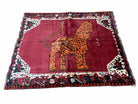 5 X 6 Handmade Rug Zagros Quality Wool Rug Lion Organic Dyes Red Leopard Tribal - Jewel Rugs