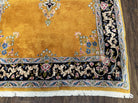 Vintage Persian Kirman Rug 4x7, Unique Colors, Mustard and Black Rug, Open Field with Central Medallion, Wool Oriental Rug, Persian Carpet Handmade - Jewel Rugs