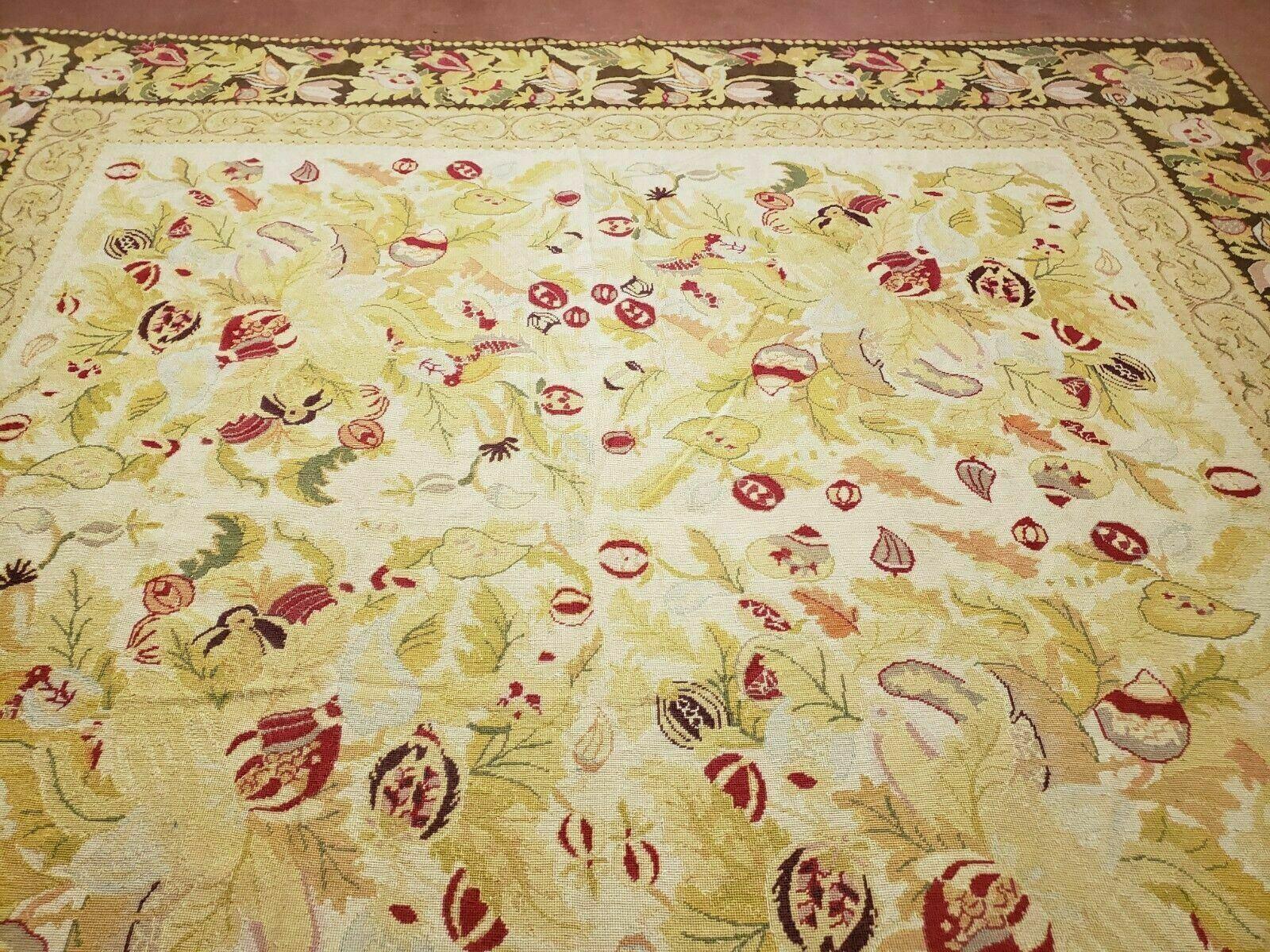 9' X 11' Handmade Chinese Needlepoint Wool Floral Rug Carpet Rose Garden Chic - Jewel Rugs