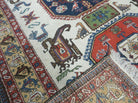 7' X 10' Vintage Handmade Knotted Turkish Wool Rug Birds Animal Ivory Organic - Jewel Rugs