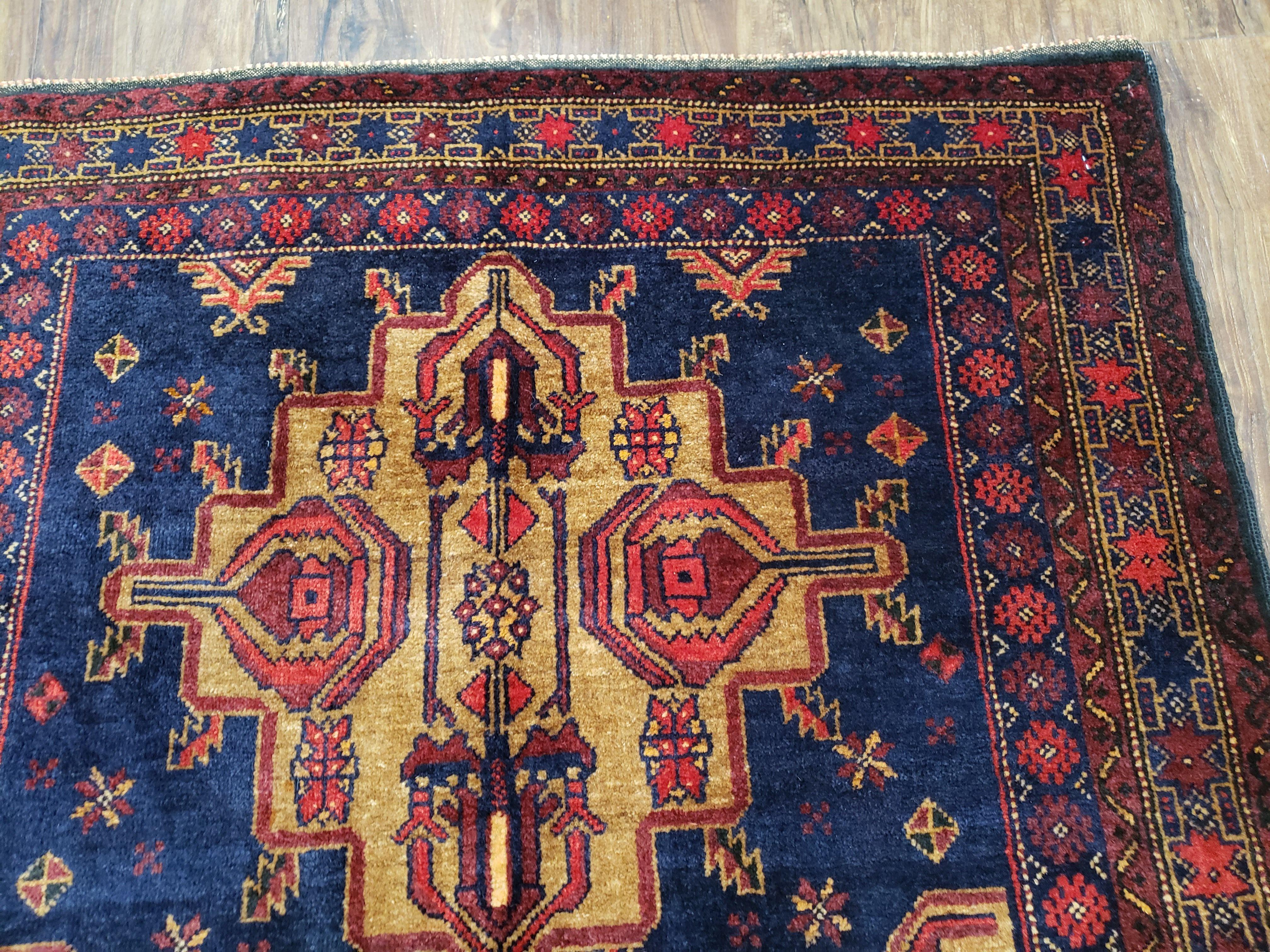 4x6 Handmade Balouch War Afghan Tribal Rug Organic Dyes Colorful 3' 2" X 5' 11" - Jewel Rugs