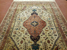 5' X 7' Vintage Handmade Turkish Wool Rug Oriental Carpet Ivory Traditional & Boho Bohemian Style Home Décor - Jewel Rugs