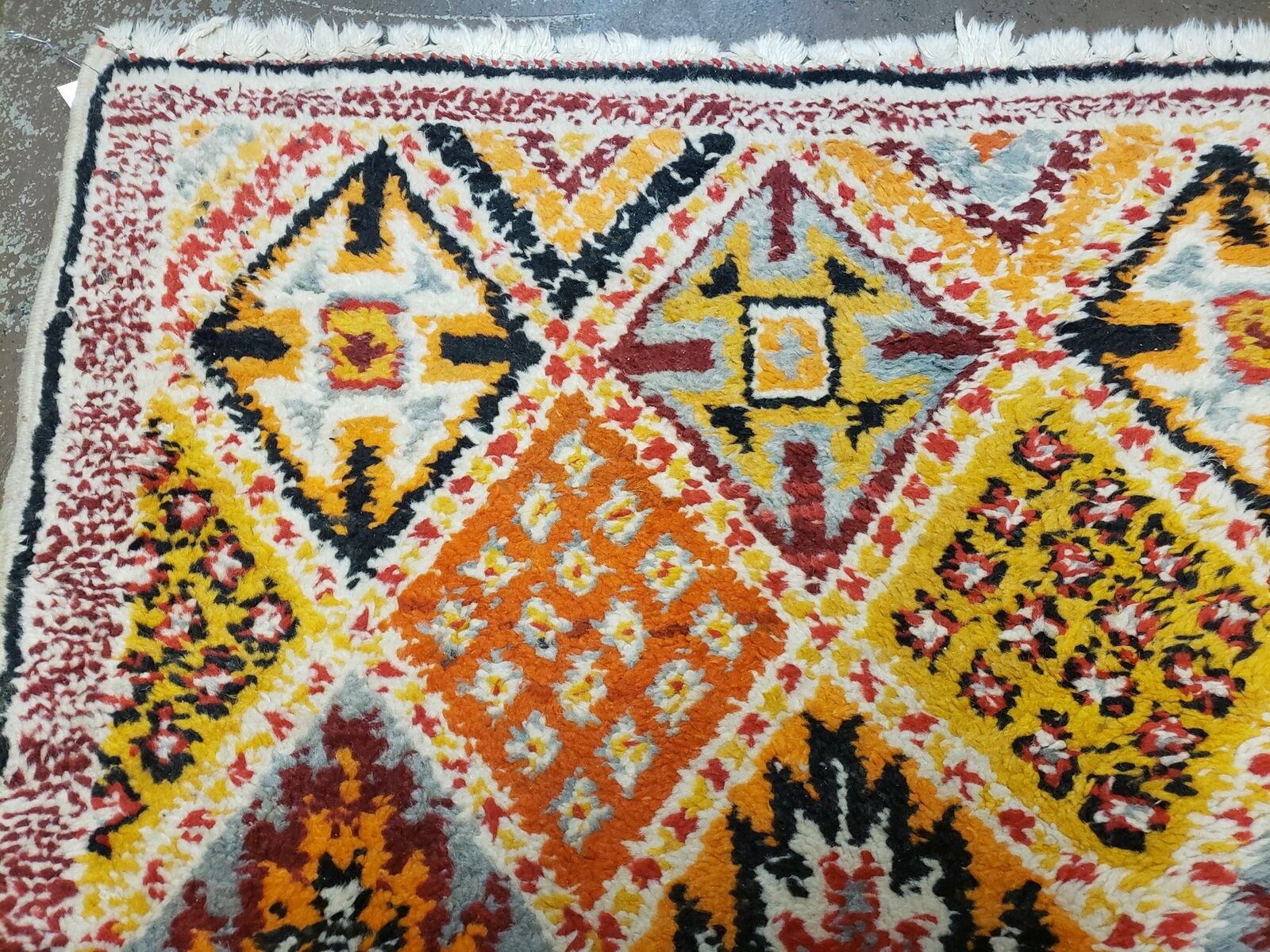 Moroccan Rug 3x5 Vintage Handmade Tribal Rug, Colorful Rug, Orange Yellow Red, Boujad Rug, Boho Beni Ourain Checkered Panel Wool Rug, Berber - Jewel Rugs