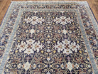 Semi-Antique Persian Kashan Rug, Midnight Blue & Ivory, Hand-Knotted, Wool, 4' 8" x 7' 4", Pair A - Jewel Rugs