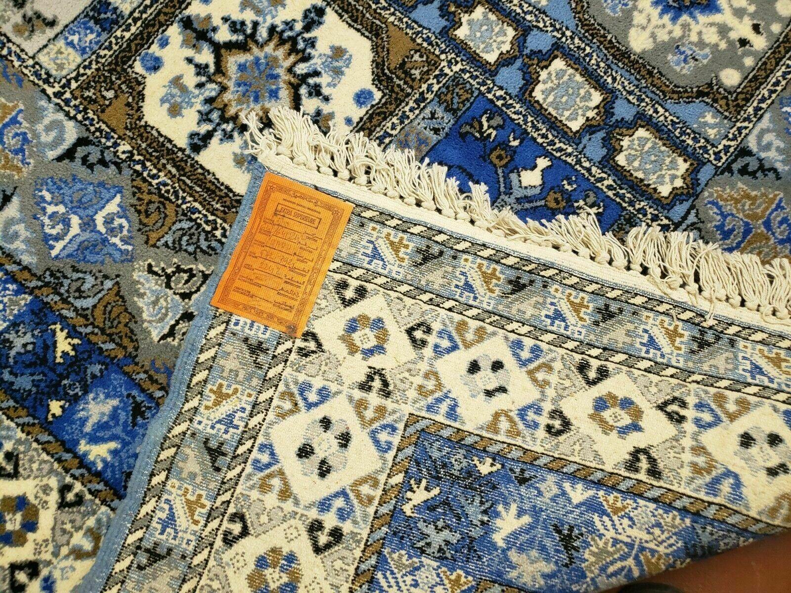 12' x 17' Palace Size Handmade Moroccan Urban Rabat Blue Panel Wool Area Rug - Blue and Beige - Jewel Rugs