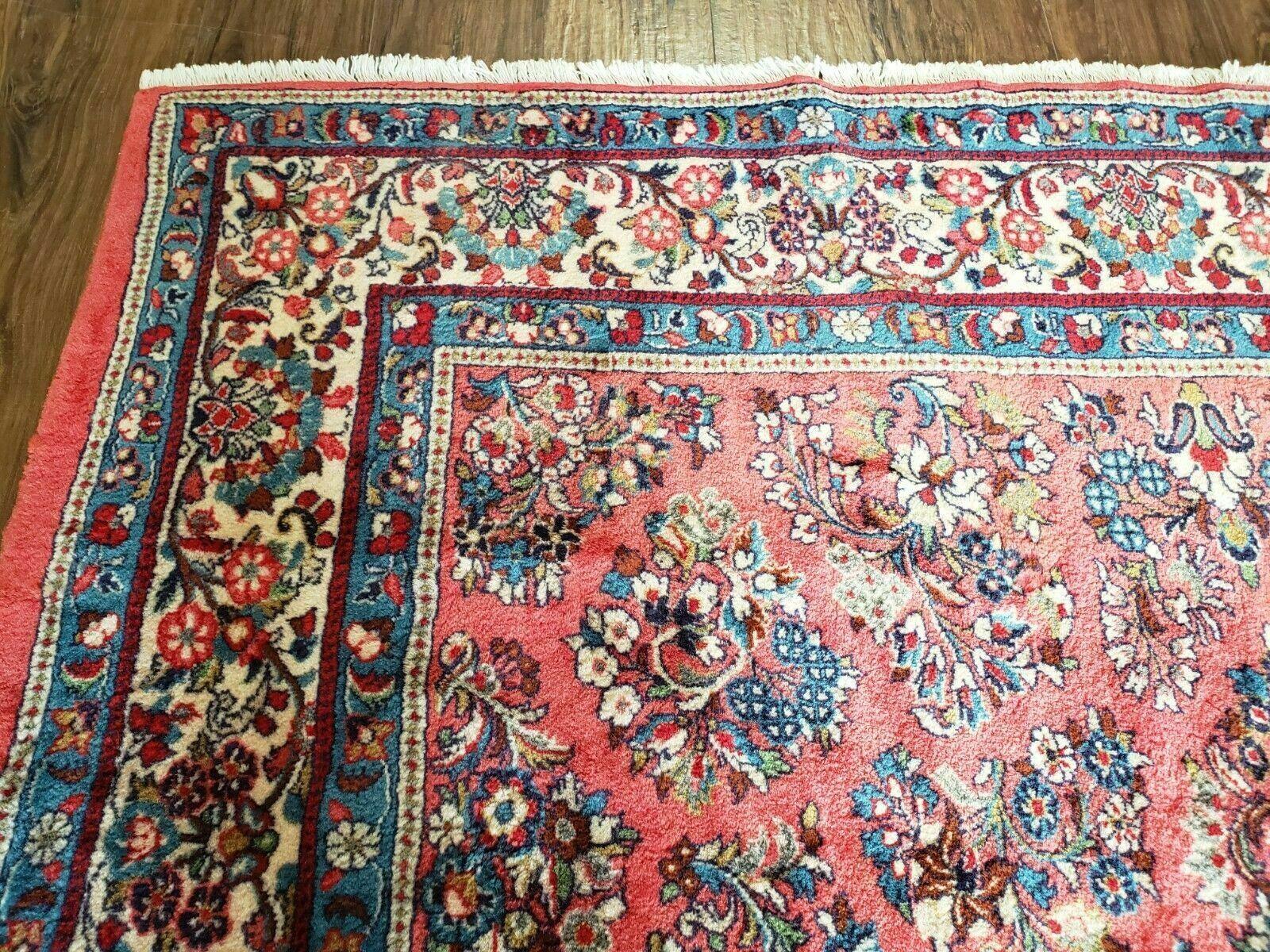 7' X 9' Handmade Knotted India Floral Wool Rug Hand Knotted Carpet Coral Red - Jewel Rugs