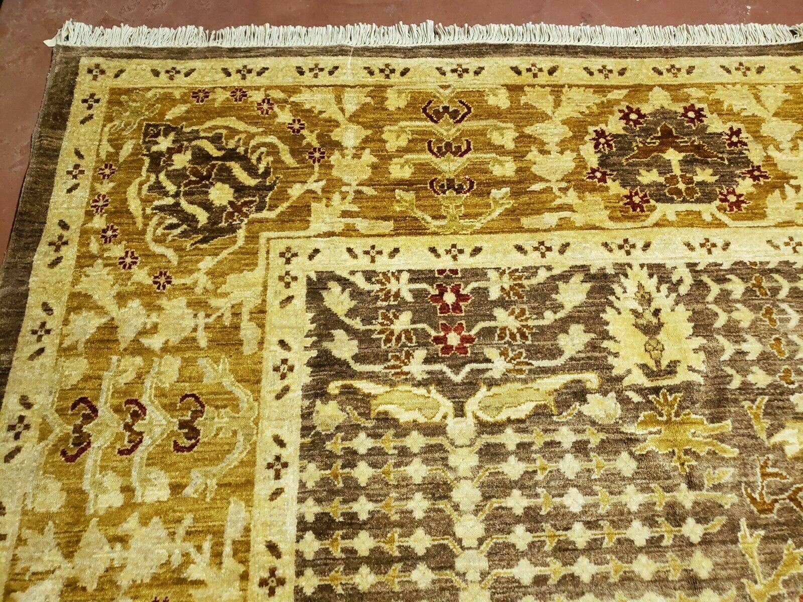 10' X 14' Handmade Pak Peshavar Chobi Agra Wool Carpet Coffee Brown Gold - Jewel Rugs