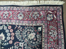 6' X 9' Handmade India Floral Oriental Wool Rug Carpet Blue Organic Dyes Nice - Jewel Rugs