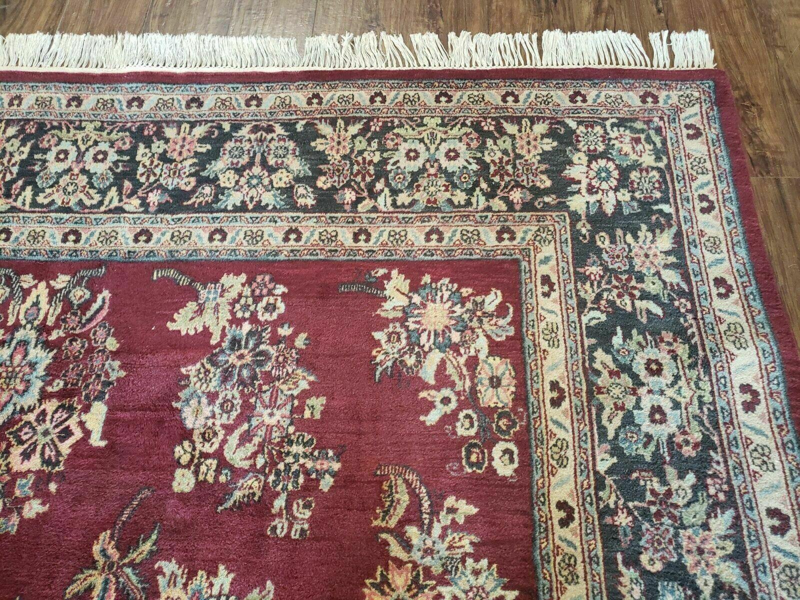 8' X 12' Vintage Handmade India Floral Oriental Wool Rug Veg Dyes Organic Red - Jewel Rugs