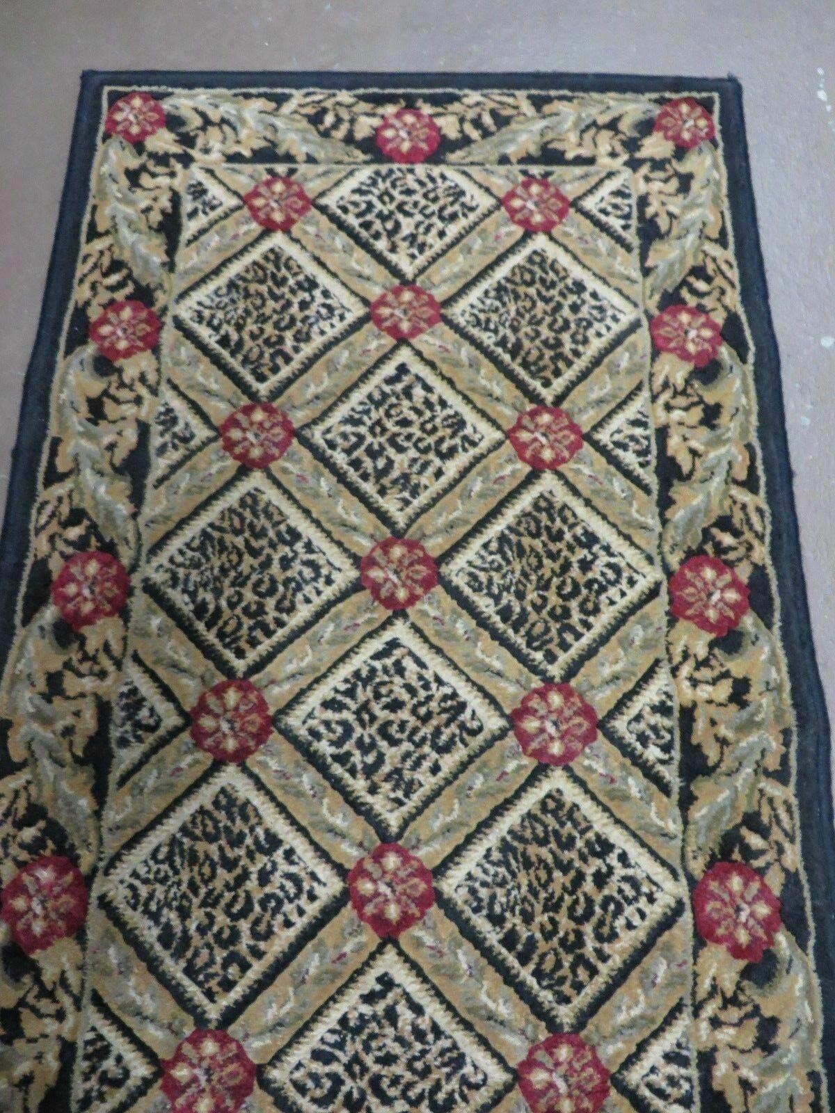 2' X 7'5" Vintage Machine Made Turkish Turkey Rug Runner Leopard Legend Black - Jewel Rugs