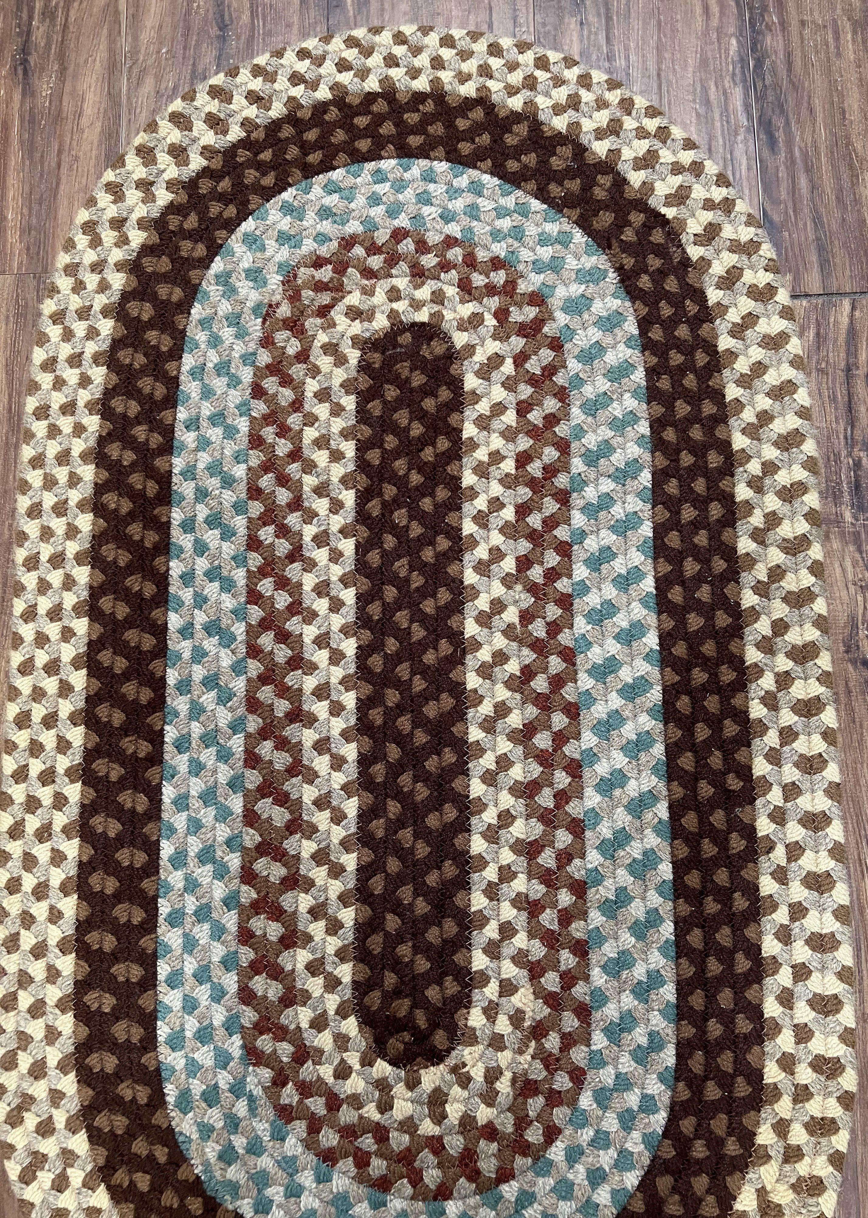 American Braided Rug 2x4 ft Oval Rug, Multicolor Oval Rug, Oval Braided Rug, Hand Woven, Vintage Braided Rug, Small Braided Rug - Jewel Rugs