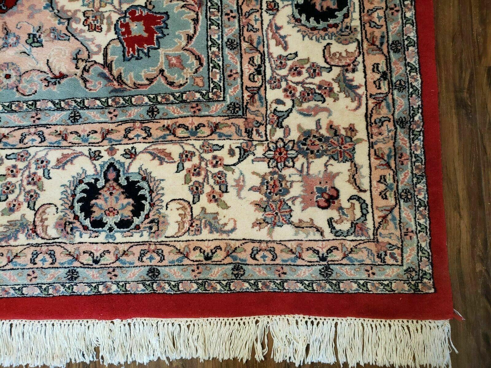 9' X 12' Vintage Handmade India Medallion Wool Rug Vegetable Dyes Nice Red - Jewel Rugs