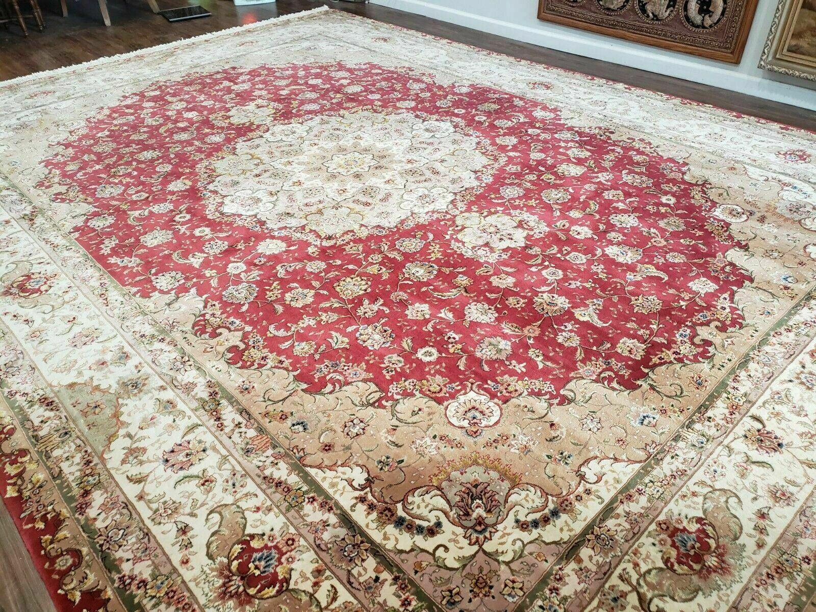 10' X 14' Handmade Fine Wool Rug Carpet Silk Accent Floral Dome Medallion Red Wow - Jewel Rugs