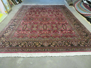 8' X 11' Vintage Fine India Floral Handmade Wool Rug Hand knotted Carpet Red - Jewel Rugs