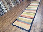 Colorful Tibetan Runner Rug, 2'7" x 11' 9", Striped Runner, Soft Wool Pile, Plush, Hand-Knotted, Multicolor, 12 ft Runner - Jewel Rugs