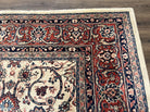 Beautiful Persian Sarouk Rug 10x14, Wool Hand-Knotted Ivory Antique Oriental Carpet 10 x 14, Ivory/Cream Red Blue, 1940s, Top Quality Fine Handmade - Jewel Rugs