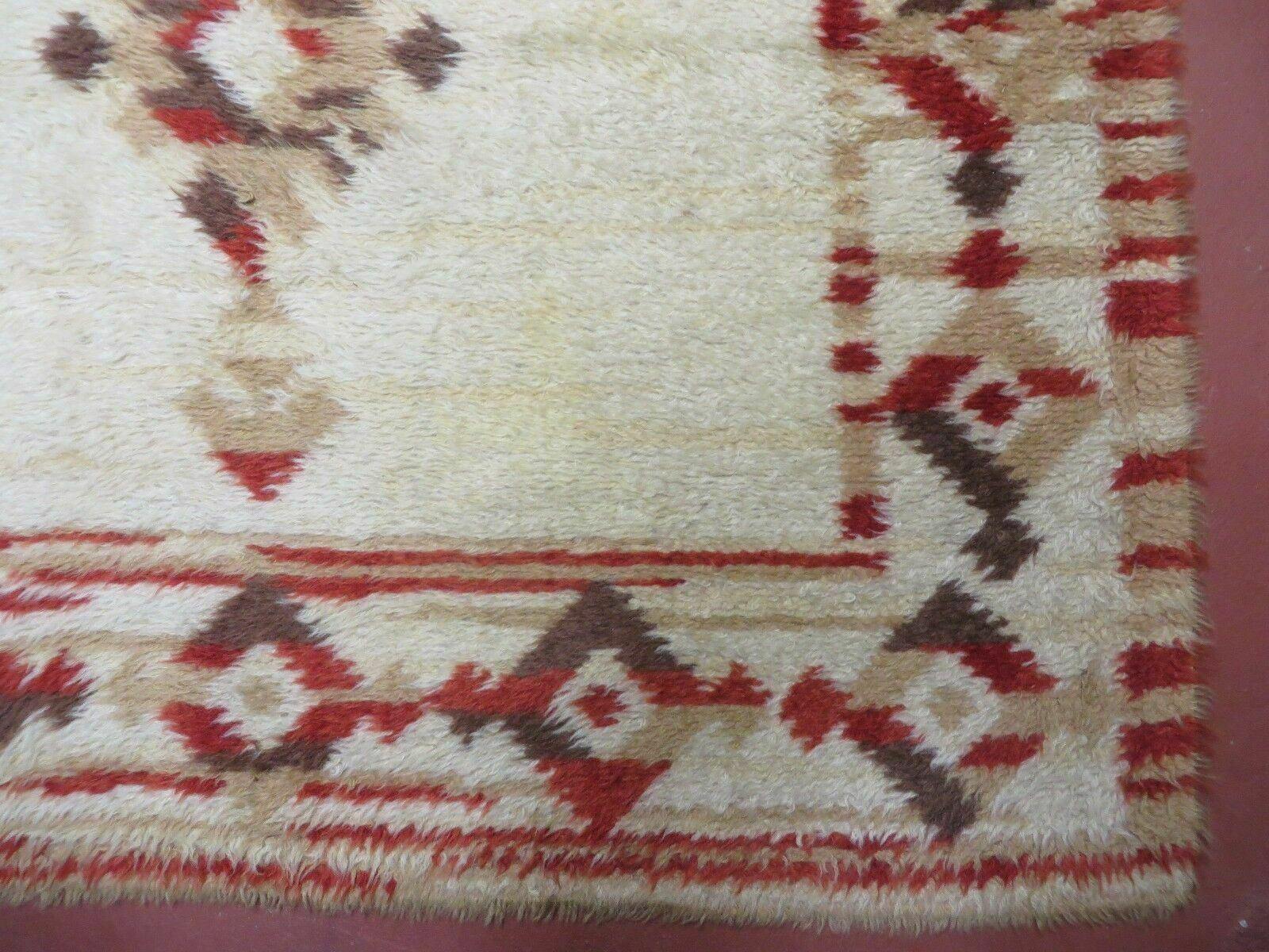 4' X 6' Vintage 1960 Rya Shag Rug Mid-Century Modern Navajo Pattern Nice - Jewel Rugs