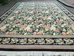 12' X 16' 5" One-of-a-Kind William Morris Area Rug Pakistani Hand-Knotted Wool Green Black Wow - Jewel Rugs