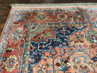 Karastan Medallion Serapi Rug #736, Wool Karastan Carpet 8.8 x 12, Karastan Area Rug, Oriental Rug 9x12 Vintage Rug, Red Blue, Nice Area Rug - Jewel Rugs