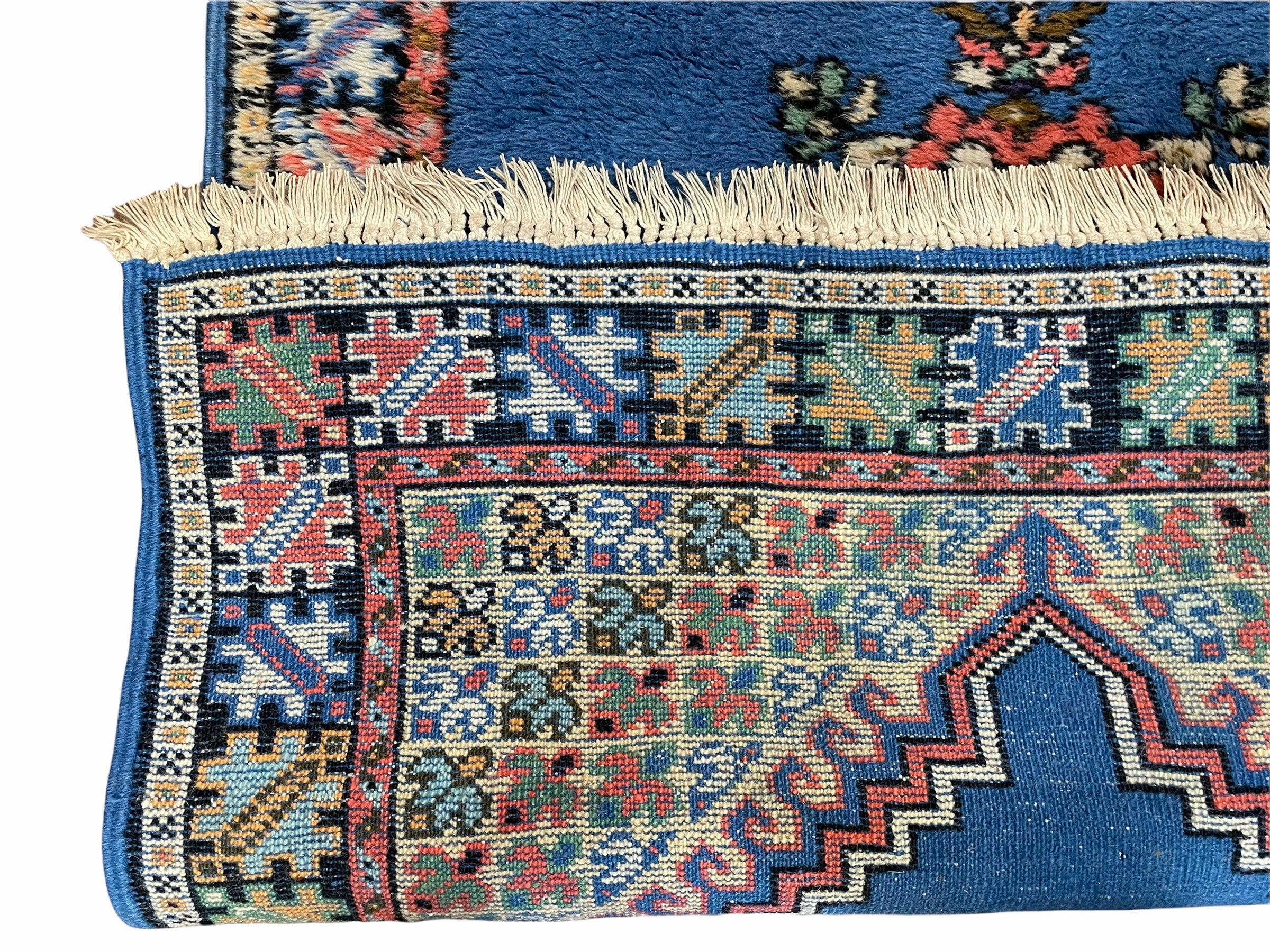 Vintage Moroccan Tribal Rug 2' 9" x 4' 7", Hand-Knotted Wool Medallion Carpet, 2.5 x 4 to 3x5 Boho Area Rugs, Small Oriental Blue Accent Rug - Jewel Rugs