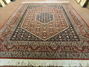 8' X 10' Vintage Fine Handmade India Jaipur Wool Rug Hand knotted Carpet Red - Jewel Rugs
