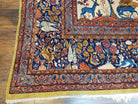 Antique 1920s Persian Kashan Room Sized Rug, Wool Hand-Knotted, Ivory Red Blue, 10' x 13' 3" - Jewel Rugs