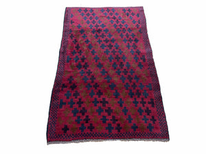 2' 10" X 4'8" Vintage Handmade Tribal Wool Rug Balouchi Rug Afghan Rug Red Beige - Jewel Rugs