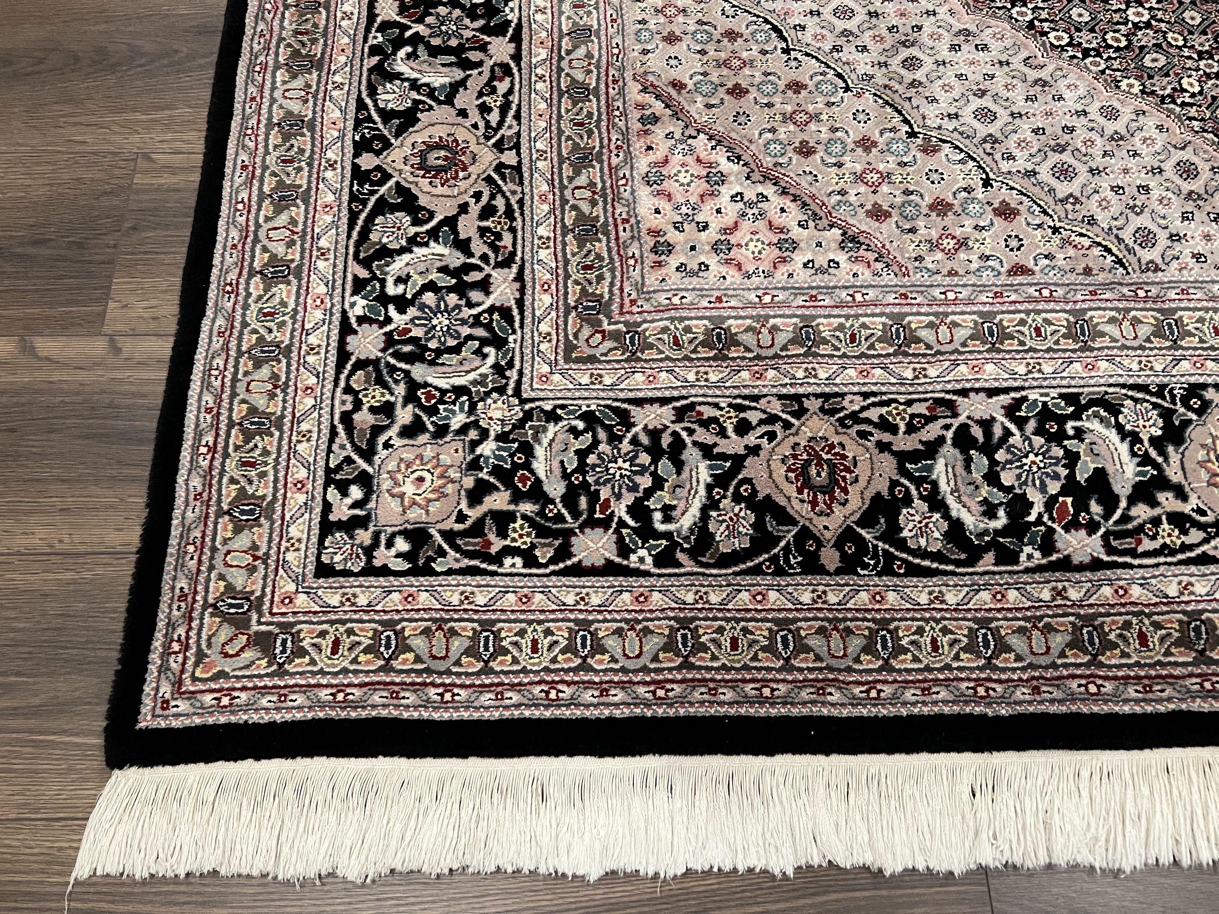 Sino Persian Rug 8x10 Oriental Carpet 8 x 10 Wool Rug 8 by 10 Vintage Rug, Mahi Pattern, Medallion, Floral Black Ivory High Quality Handmade - Jewel Rugs