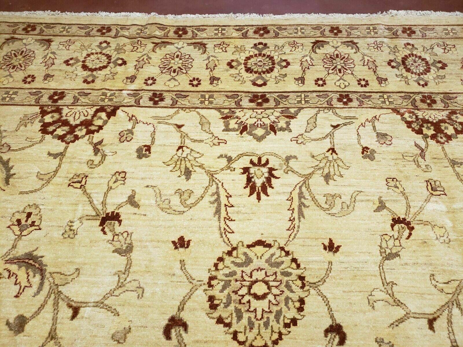 Oushak Rug 10x14 Neutral Colors Handmade Peshawar Wool Carpet Oatmeal Beige - Jewel Rugs