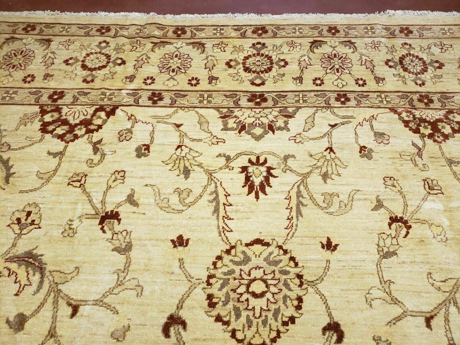 10' X 14' Handmade Peshawar Oushak Wool Rug Oatmeal Beige Organic Beauty - Jewel Rugs